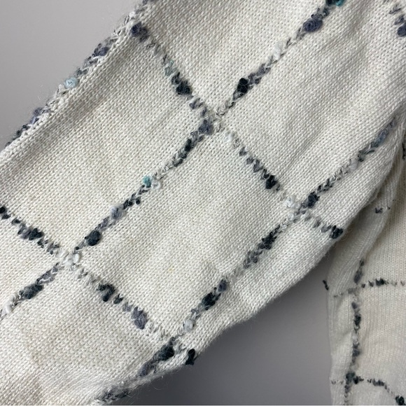 [Dress Barn] Ivory & Gray Plaid Windowpane Ramie Blend Button Down Sweater - Picture 9 of 9